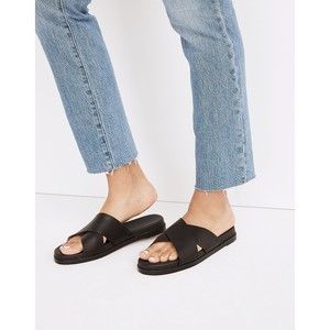 Madewell Womens Slide On Sandals The Louisa Crisscross Slippers Size 8  Black